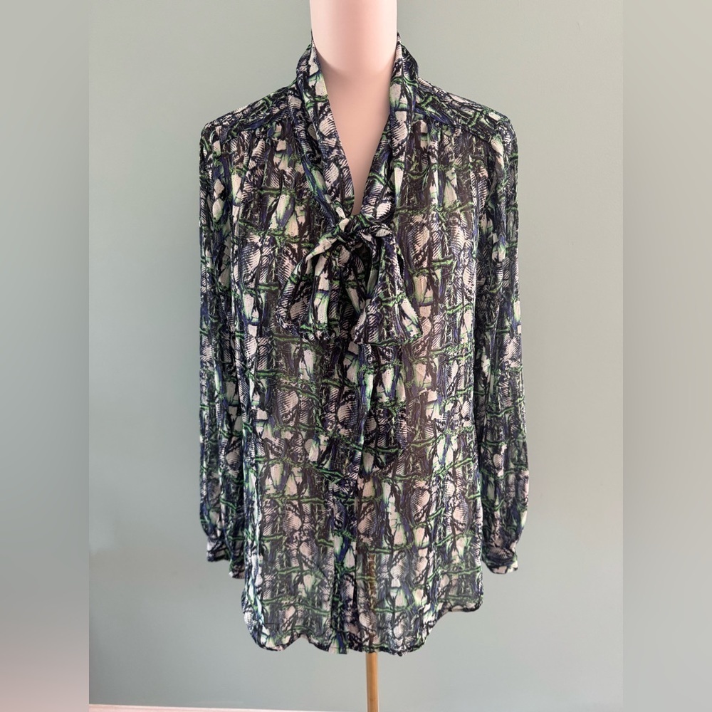 Liz Claiborne Elegant Green Patterned Women's Top Size 1X